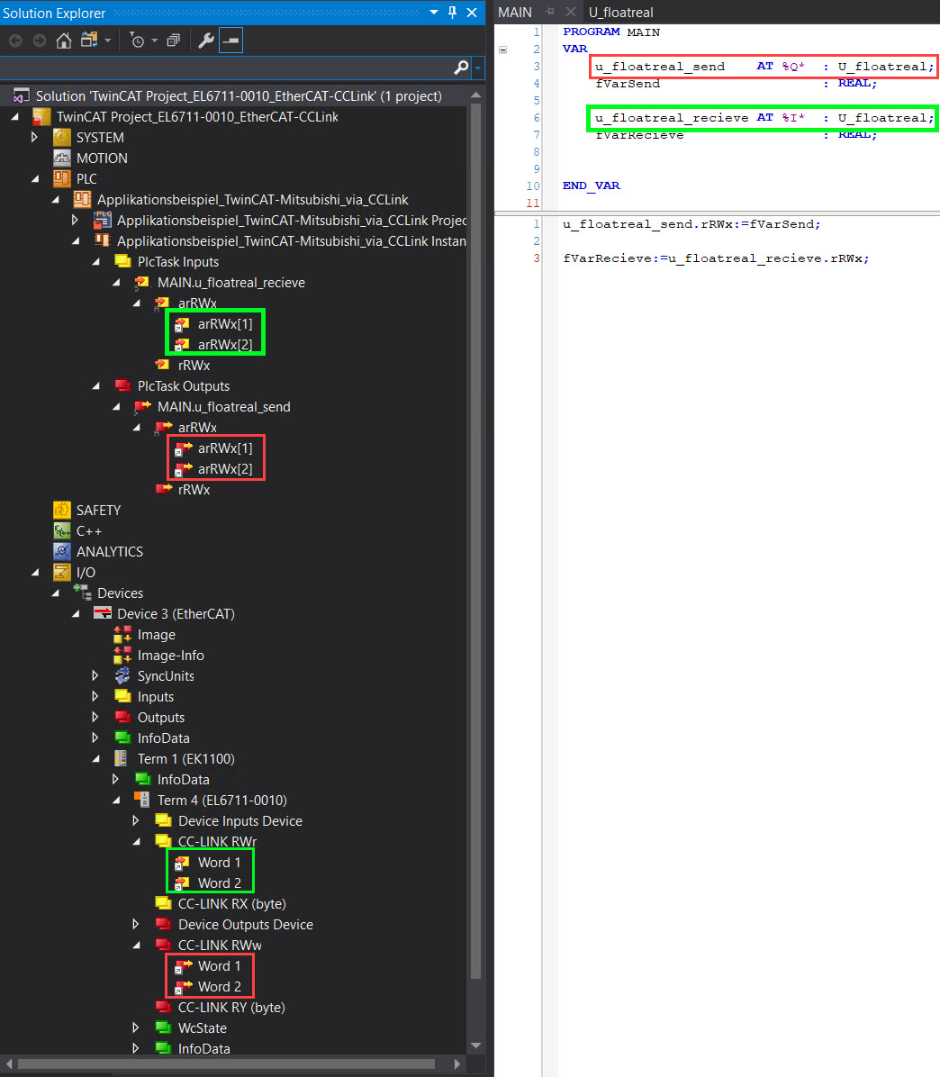 Application example 1 - Transferring floating-point numbers 3: