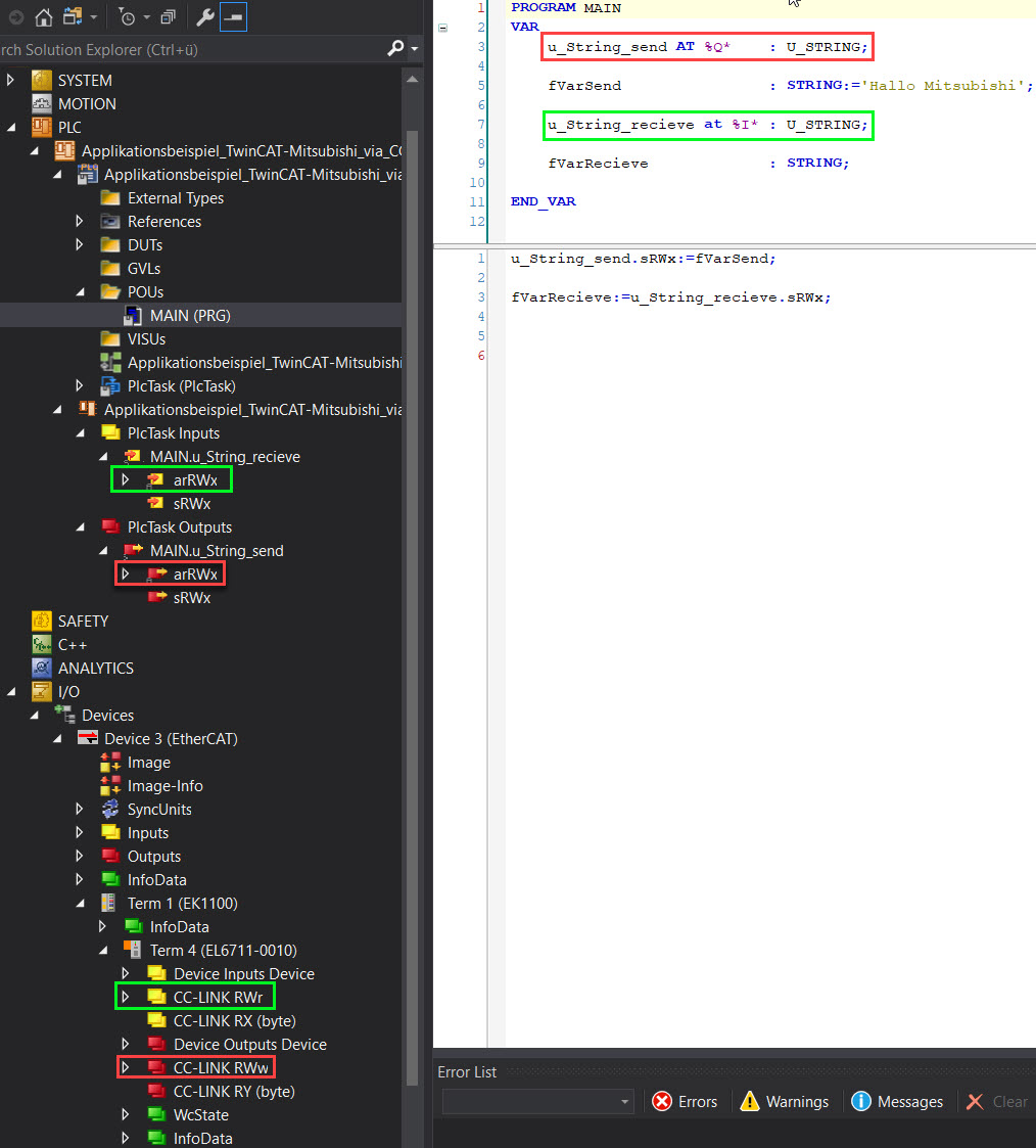 Application example 2 - Transferring character strings 3: