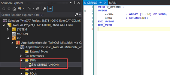 Application example 2 - Transferring character strings 2: