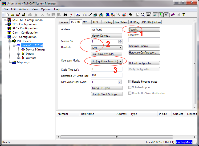 Configuring a fieldbus master 2: