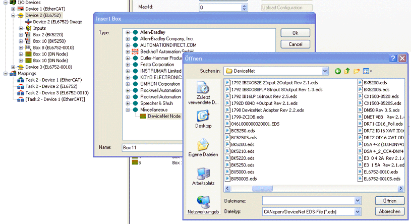 Integrating a DeviceNet device with EDS file 2:
