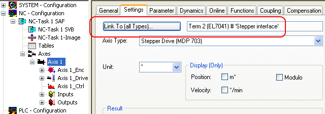 Integration into the NC configuration 5: