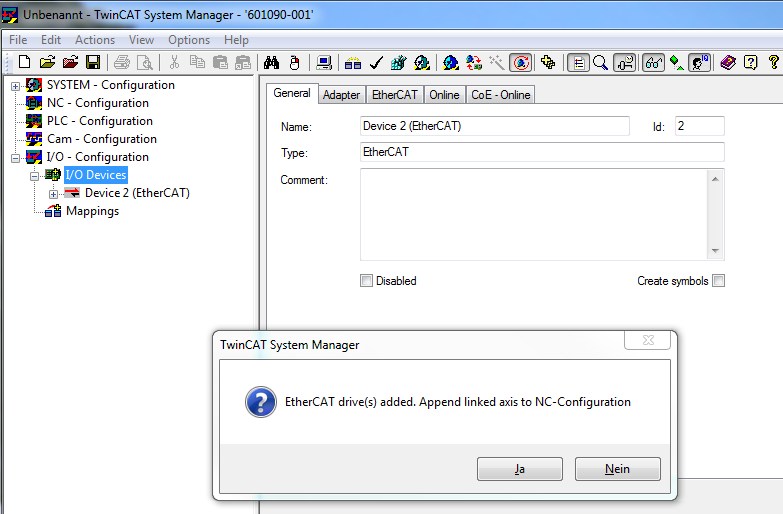 Integration into the NC configuration 2: