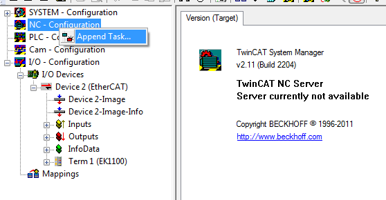 Integration into the NC configuration 3: