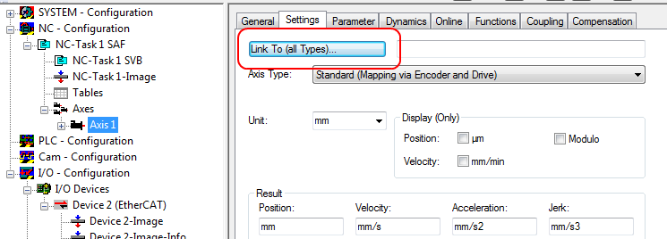 Integration into the NC configuration 6: