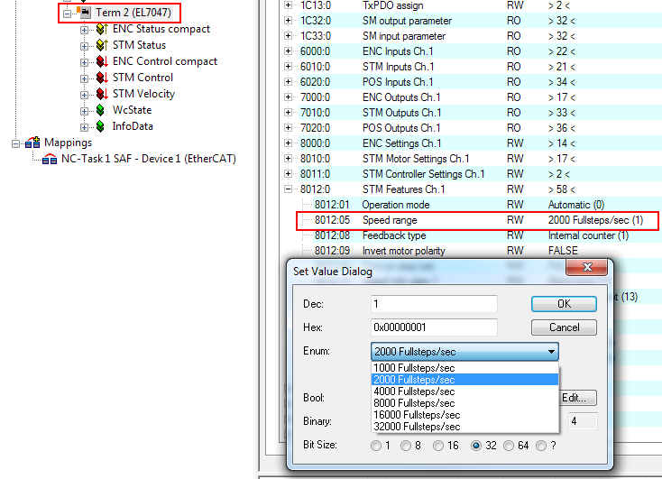 Configuring the main parameters - Settings in the CoE register 3: