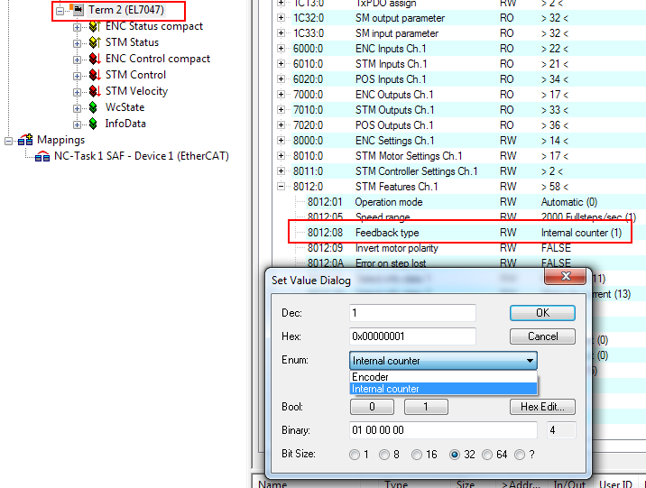 Configuring the main parameters - Settings in the CoE register 6: