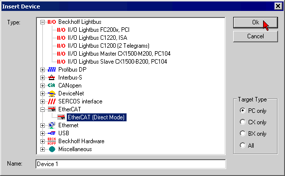 Inserting the terminal in the EtherCAT terminal network 4: