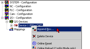 Inserting the terminal in the EtherCAT terminal network 5: