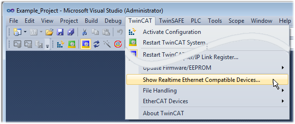 Installation of the TwinCAT real-time driver 2: