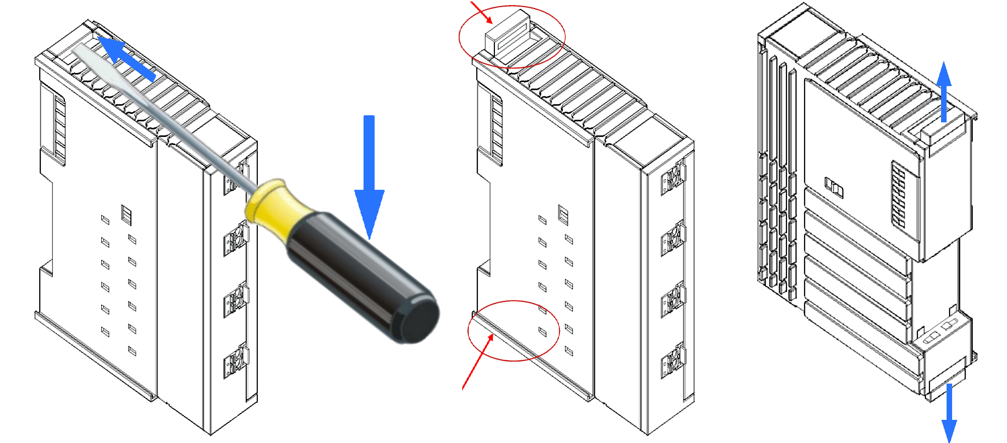 ELM/EKM terminal mounting on DIN rail 1: