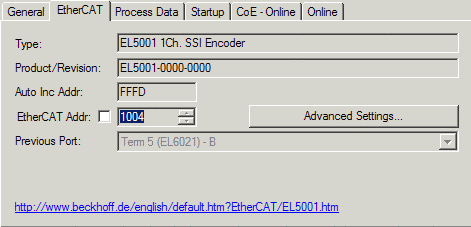 EtherCAT subscriber configuration 3: