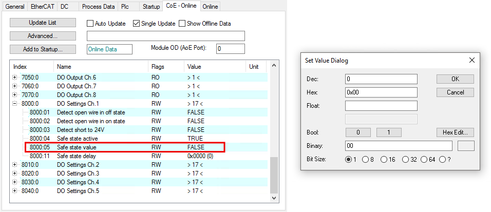 Behavior on EtherCAT failure 1: