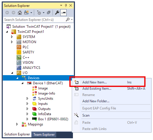 Setup in TwinCAT 3 2: