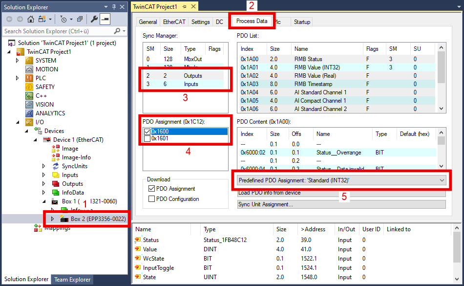 Selection of the process data 1: