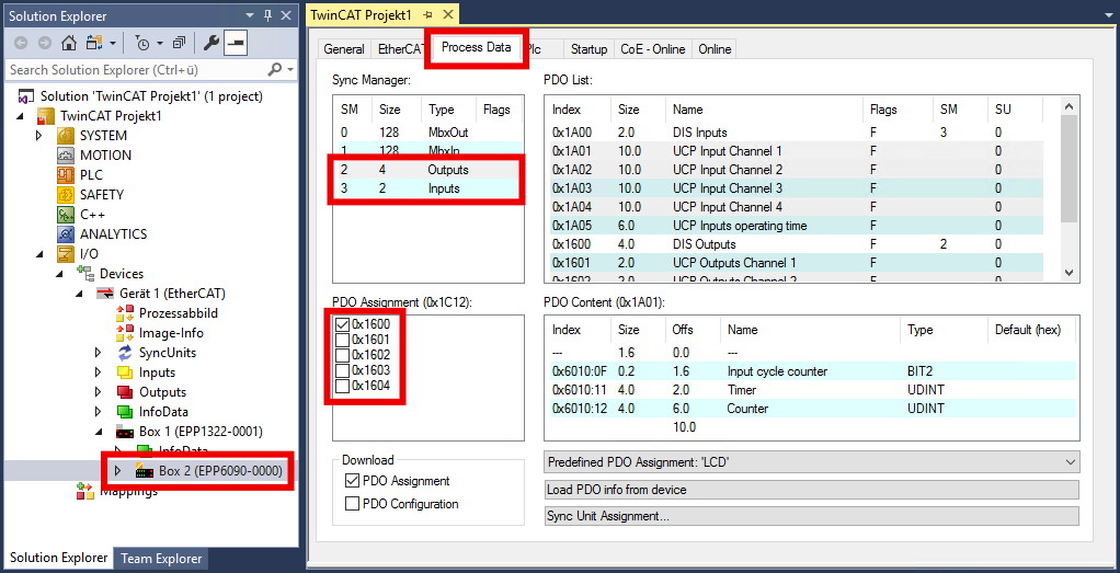 Configuring the process image 1: