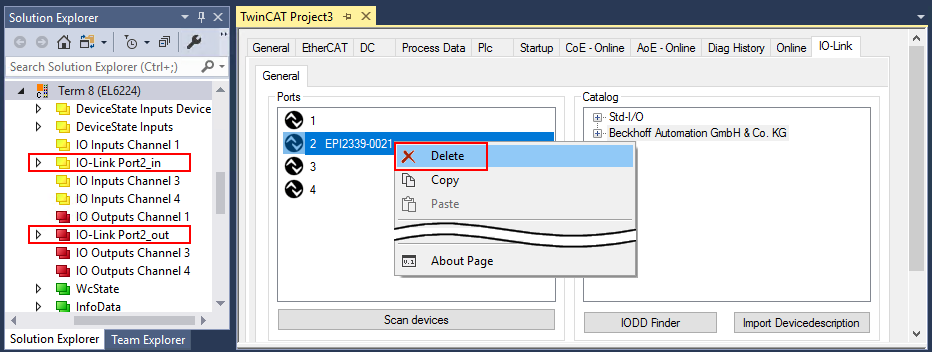 Removal of IO-Link devices 1: