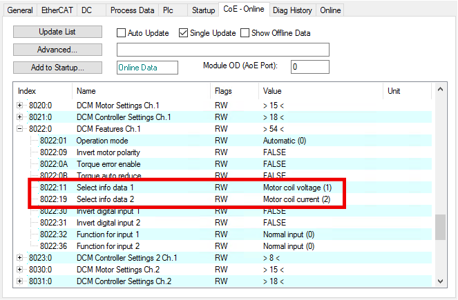 Select info data 1:
