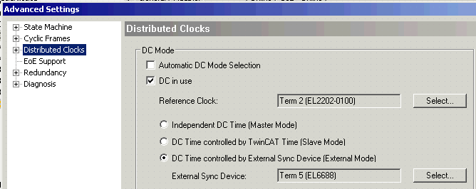 Settings in TwinCAT 2.11 1: