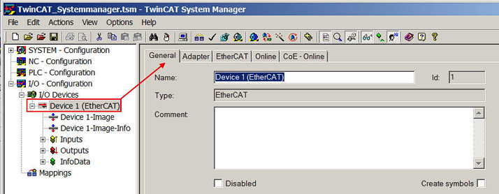 EtherCAT master in TwinCAT 1: