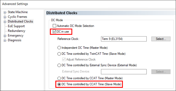 Coupling distributed clocks – EtherCAT master 5:
