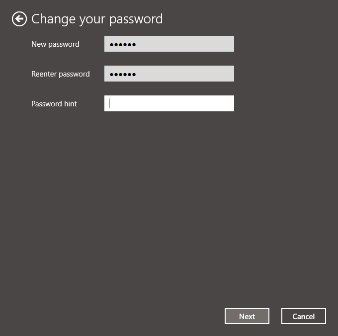 Change password 4: