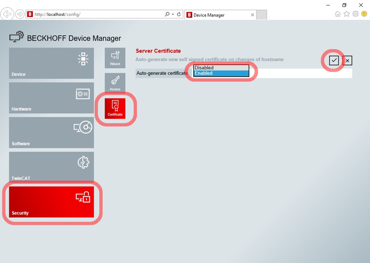 Disabling automatic certificate creation 1: