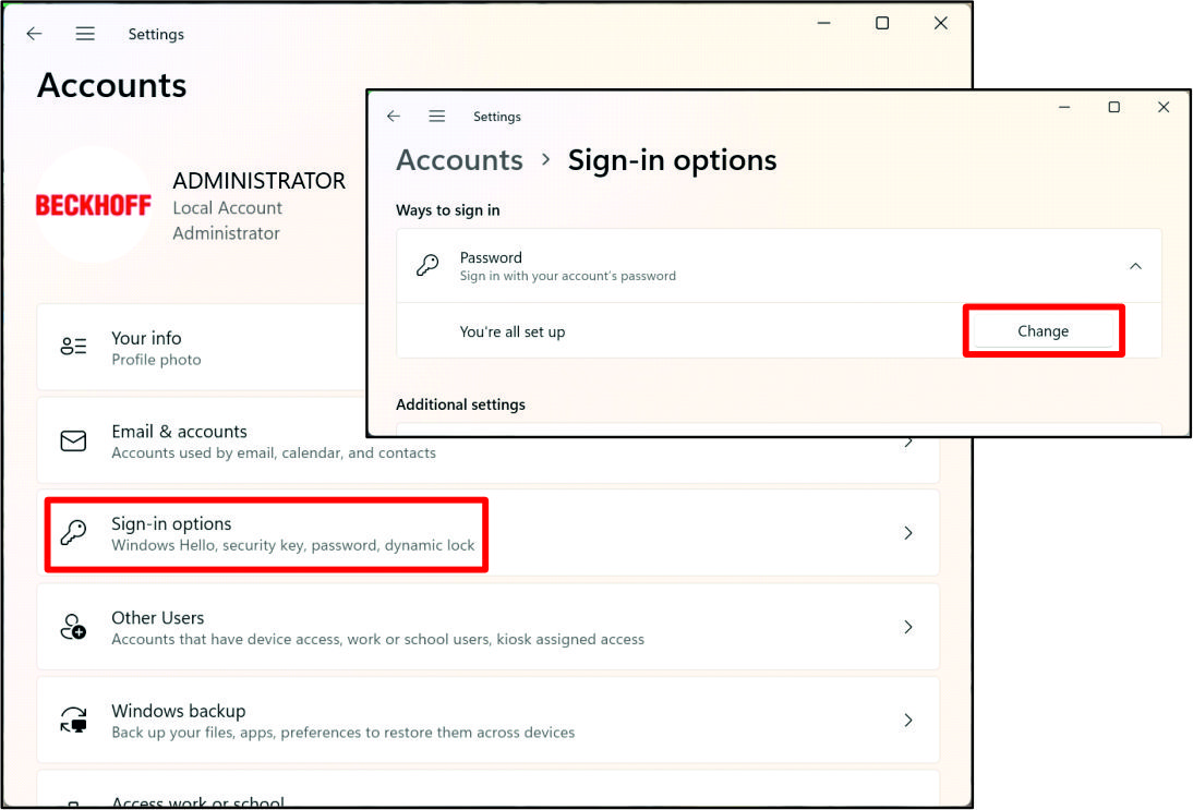 Change password 2: