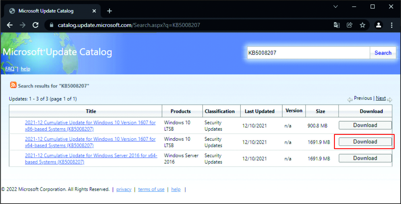 Installation of updates 2: