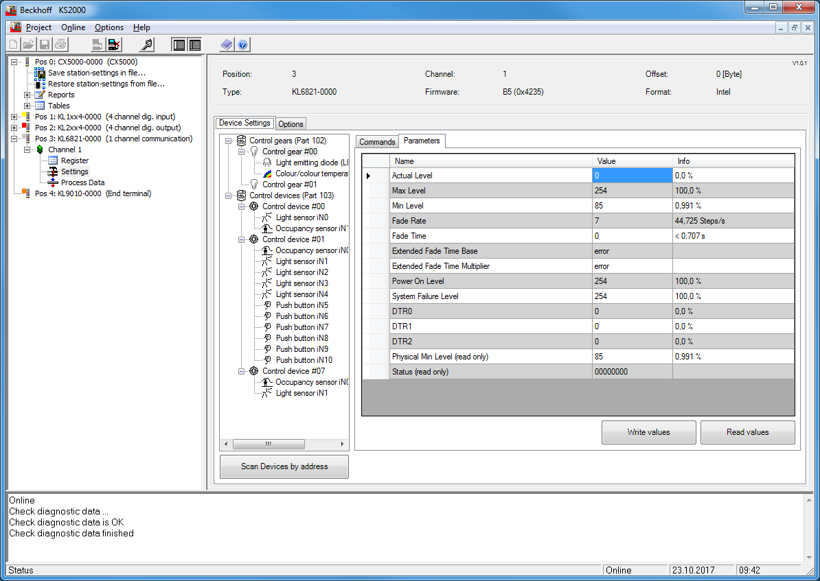 KL6821 - Settings 1: