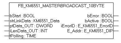 Function block FB_KM6551_MASTERBROADCAST_10BYTE 1: