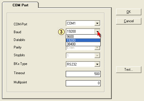 Communication via a COM port 4: