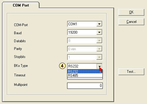 Communication via a COM port 5: