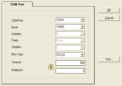 Communication via a COM port 6: