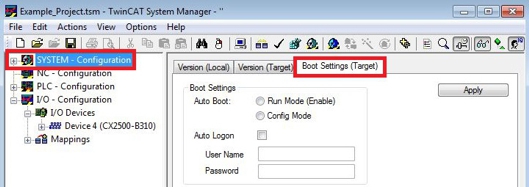 Load configuration to CX 1: