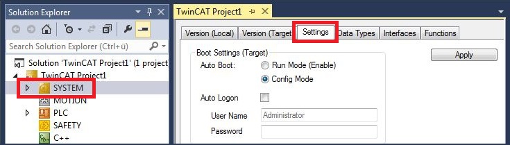 Load configuration to CX 1: