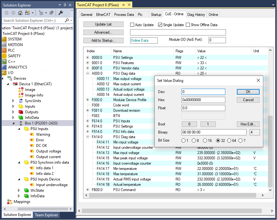 Resetting counters and maximum/minimum values 1: