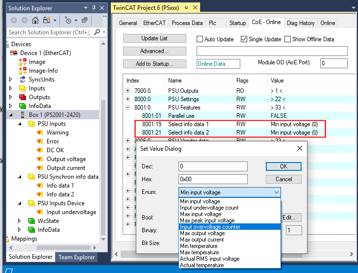 Selecting the info data 3: