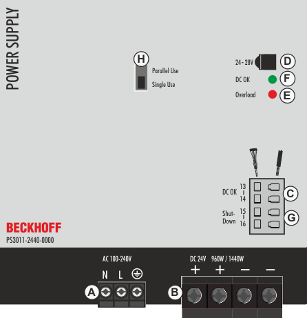 Front side and operating elements 1: