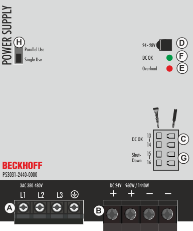 Front side and operating elements 1: