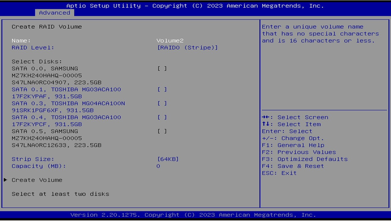 Create RAID system via BIOS 1: