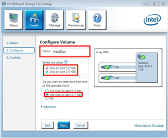 Creating a RAID system with the Intel Manager 3: