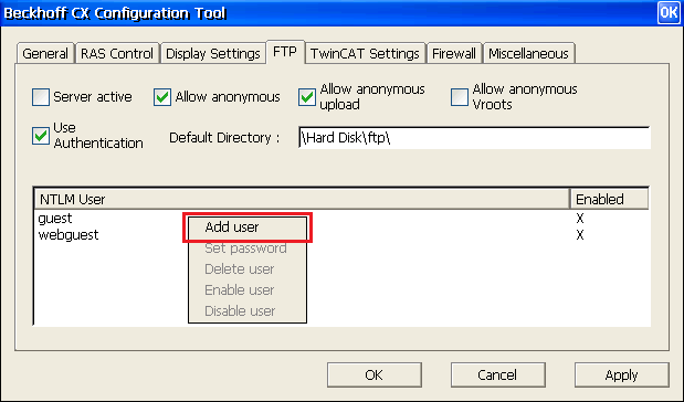 Creating an NTLM user 1: