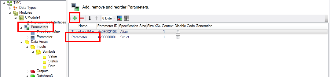 Add / modify / delete parameters 1: