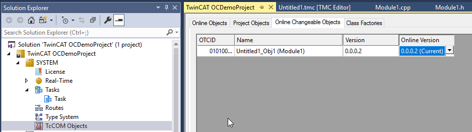 TwinCAT 3 C++ Implement project Online Change 1: