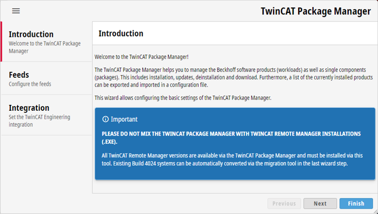 Setting up the TwinCAT Package Manager 1: