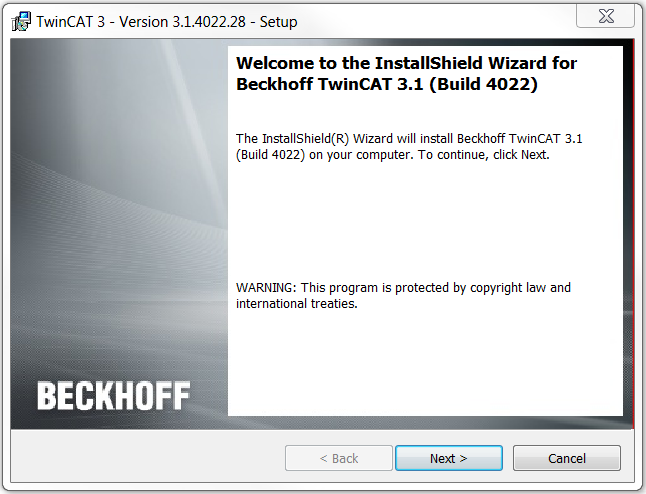 Installing the TwinCAT 3 Runtime 2: