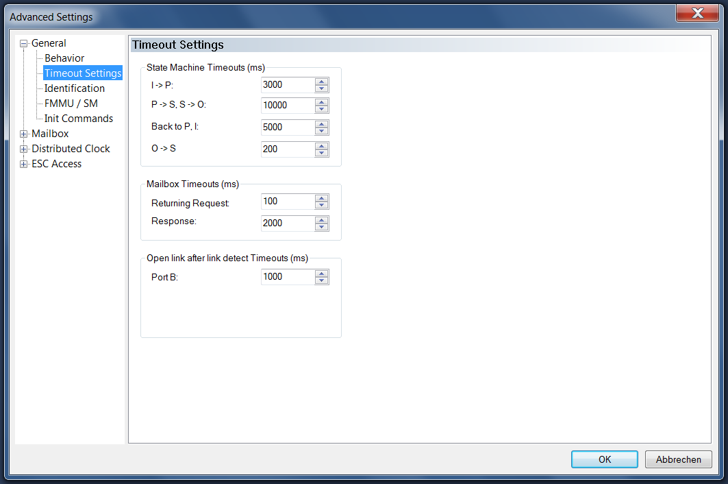 General Timeout Settings 1: