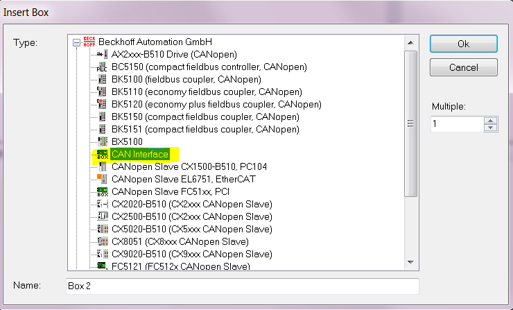 Integration in TwinCAT 1: