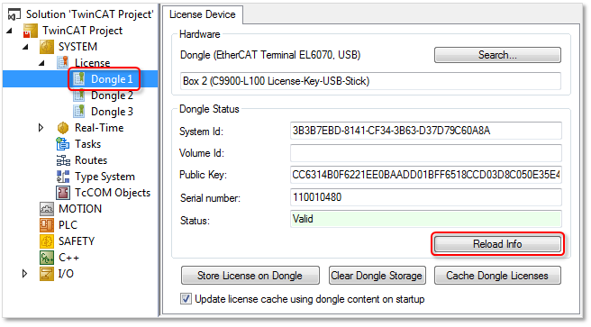 Determining the current status of a license dongle 5: